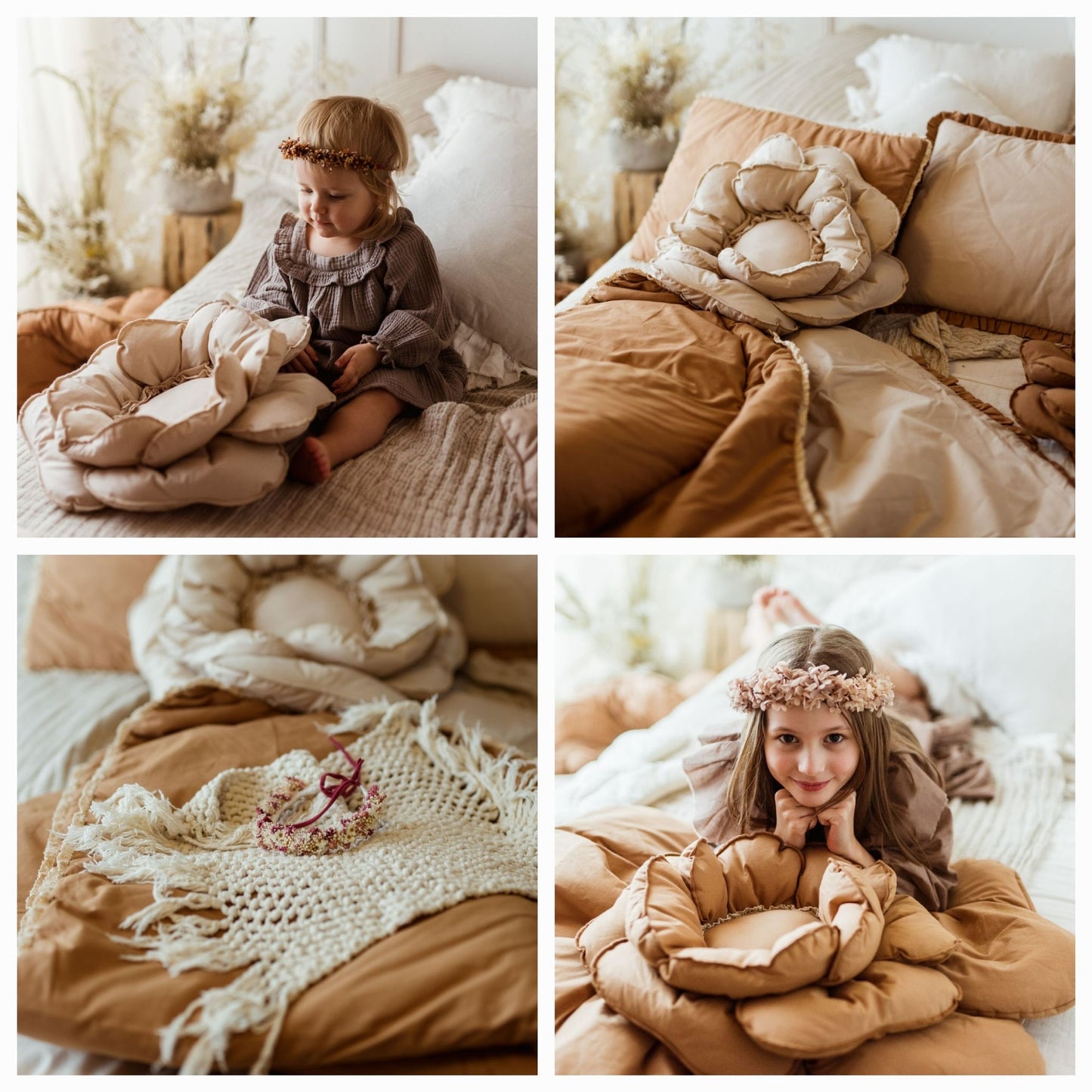 【PRE ORDER】Flower cushion CAMEL